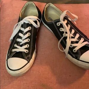 Converse low-black and white. Size women 9/men 7.